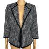 Kasper women Polyester Blazer Size 10 Black White Collarless Lined 1PC