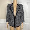 Kasper women Polyester Blazer Size 10 Black White Collarless Lined 1PC