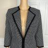 Kasper women Polyester Blazer Size 10 Black White Collarless Lined 1PC