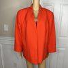 Kasper Polyester Blazer Size 24W Orange Lined Open Front Collard Zip Pockets