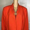 Kasper Polyester Blazer Size 24W Orange Lined Open Front Collard Zip Pockets