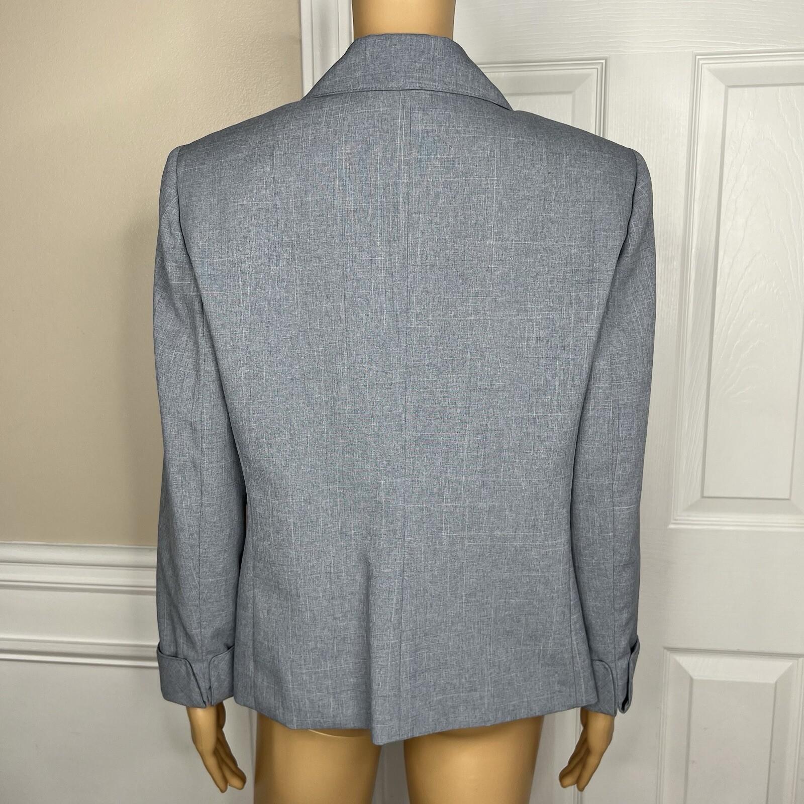 Suit Studio Women Polyester Pant Suit Size 12P Gray Lined Peak Collar 2PC