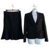 Anne Klein Wool Blend Skirt Suit Size 6 Black Striped Flared Peak Collar 2PC