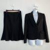 Anne Klein Wool Blend Skirt Suit Size 6 Black Striped Flared Peak Collar 2PC