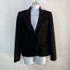 Anne Klein Wool Blend Skirt Suit Size 6 Black Striped Flared Peak Collar 2PC