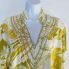 Soft Surroundings Tunic Blouse Beaded Accents Size L Bohemian V Neck Multicolor