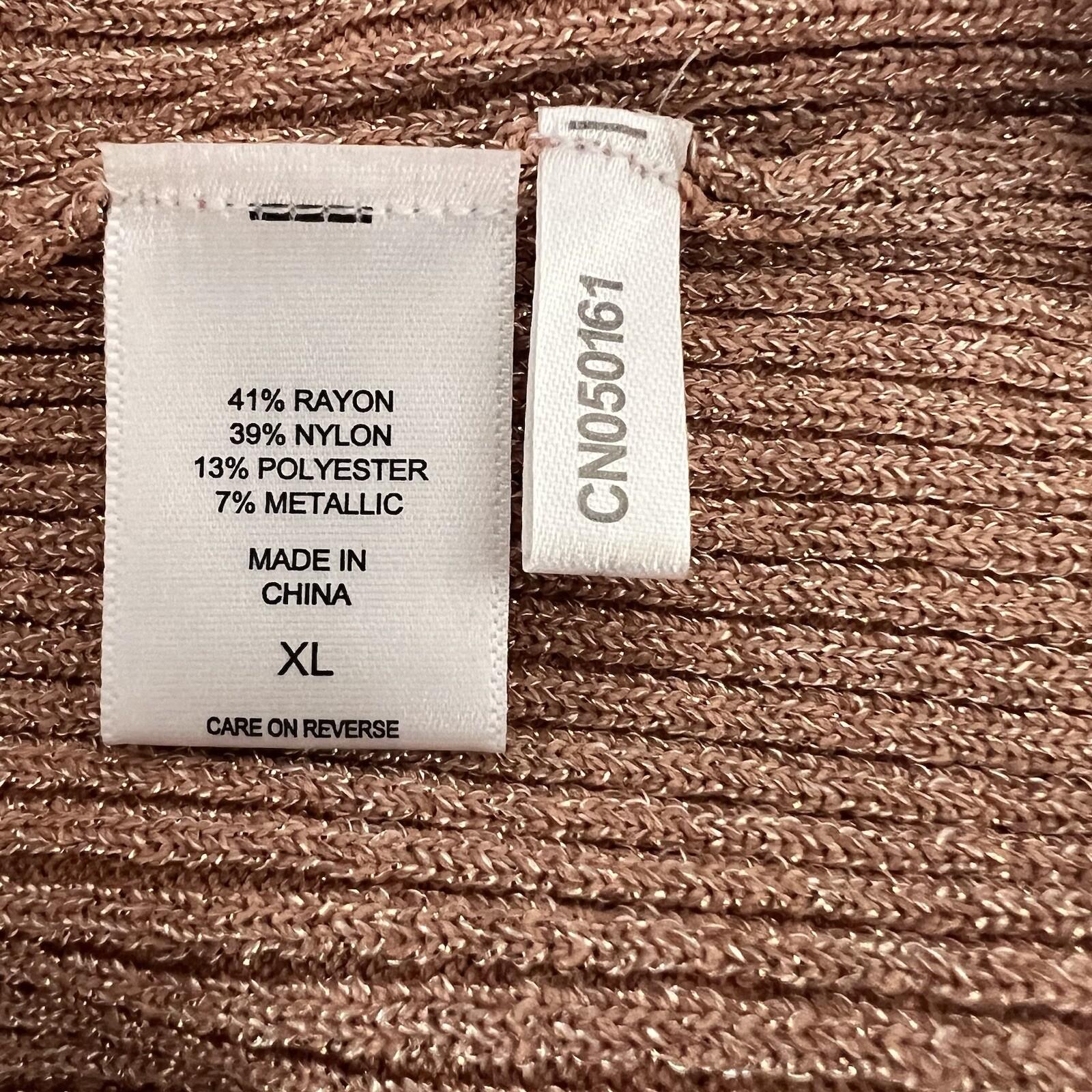 Gabrielle Union For NY Company Knit Skirt XL Rose Gold Sparkle High Split New