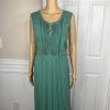 Matilda Jane Vtg Down In the Valley Dress Size L Wash Green Lace Trim Prairie