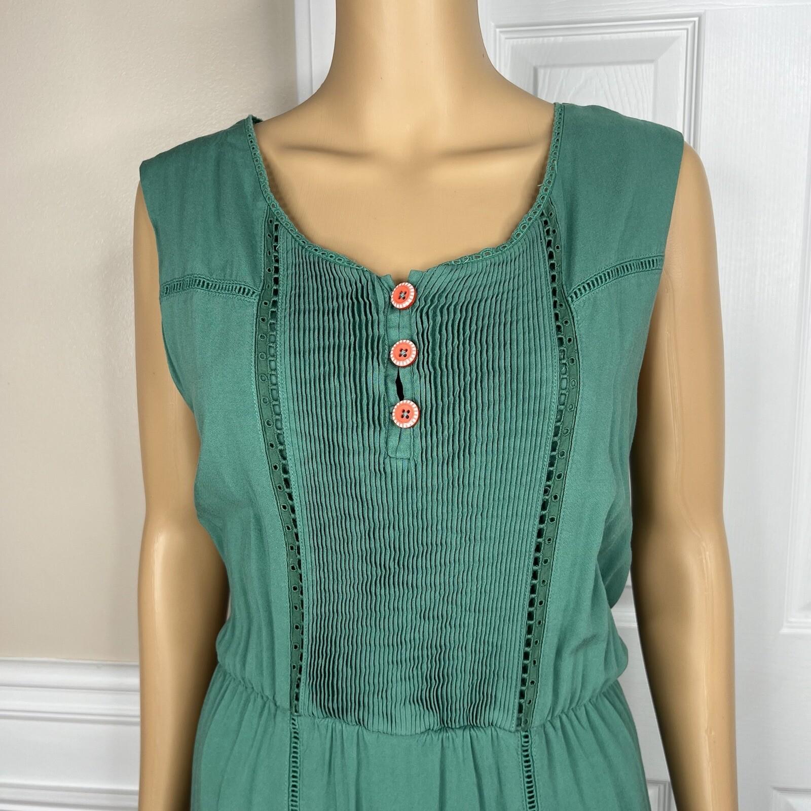 Matilda Jane Vtg Down In the Valley Dress Size L Wash Green Lace Trim Prairie