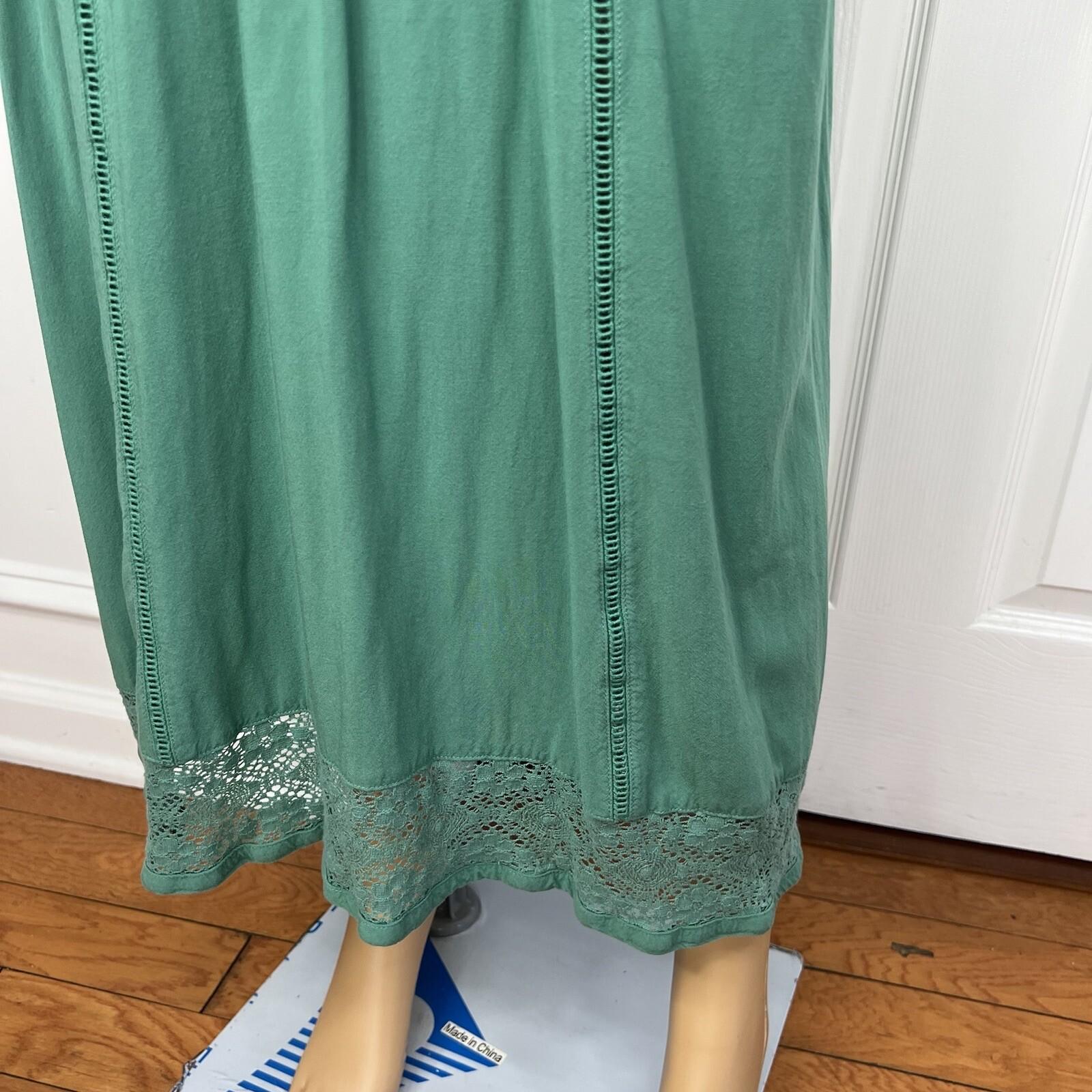 Matilda Jane Vtg Down In the Valley Dress Size L Wash Green Lace Trim Prairie