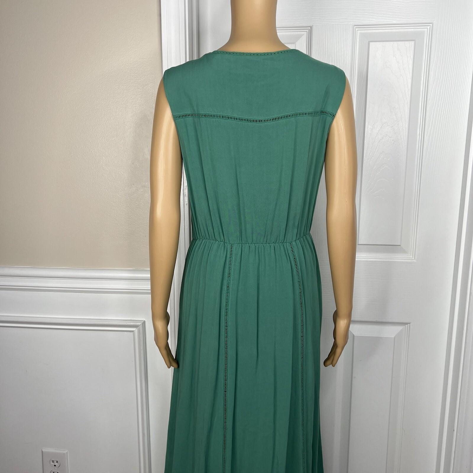 Matilda Jane Vtg Down In the Valley Dress Size L Wash Green Lace Trim Prairie