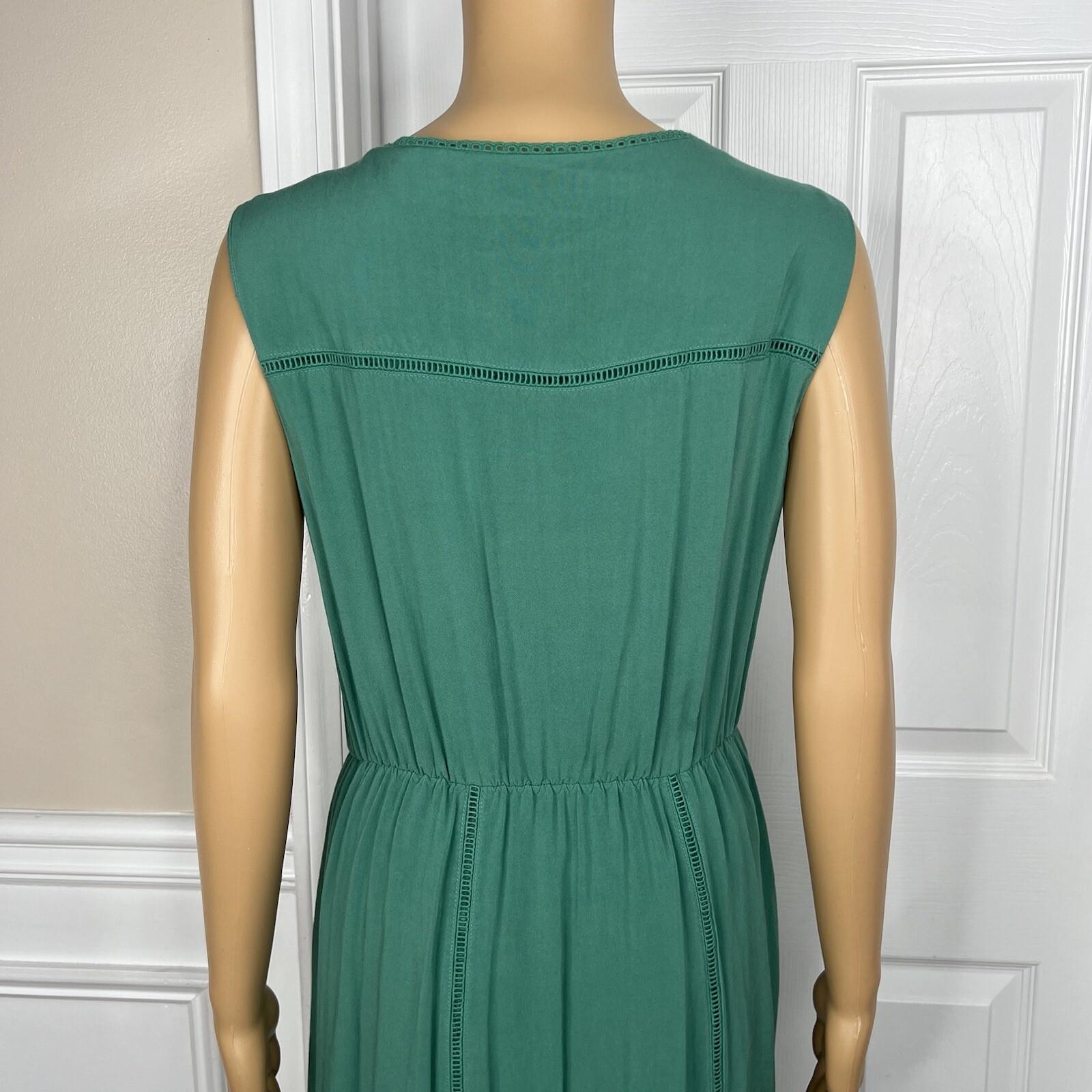 Matilda Jane Vtg Down In the Valley Dress Size L Wash Green Lace Trim Prairie