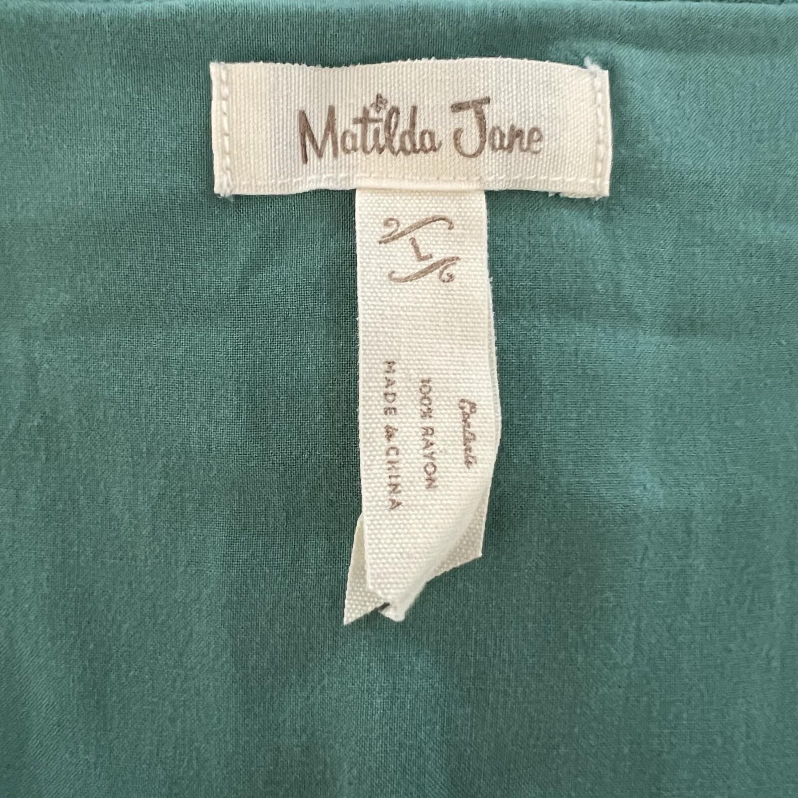 Matilda Jane Vtg Down In the Valley Dress Size L Wash Green Lace Trim Prairie