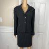 Tahari ASL Women Polyester Rayon Skirt Suit Size 14P Black Striped Lined 2PC