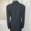 Tahari ASL Women Polyester Rayon Skirt Suit Size 14P Black Striped Lined 2PC