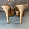 Jessica Simpson Patent Leather Shoes Size 8.5M Nude Ankle Strap Peep Toes Heels