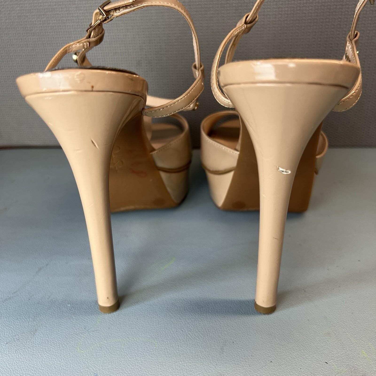 Jessica Simpson Patent Leather Shoes Size 8.5M Nude Ankle Strap Peep Toes Heels