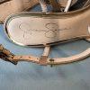 Jessica Simpson Patent Leather Shoes Size 8.5M Nude Ankle Strap Peep Toes Heels