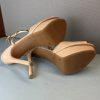 Jessica Simpson Patent Leather Shoes Size 8.5M Nude Ankle Strap Peep Toes Heels