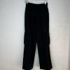 Le' AL.X Woven Crepe Cargo Pant 0 Black High Rise Wide Leg Pleated Front Trendy