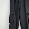 Le' AL.X Woven Crepe Cargo Pant 0 Black High Rise Wide Leg Pleated Front Trendy