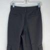 Le' AL.X Woven Crepe Cargo Pant 0 Black High Rise Wide Leg Pleated Front Trendy