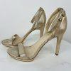 Calvin Klein Shoes 8.5 Gold Shiny Ankle Strap Open Toes Dressy Heels Platform
