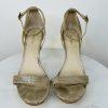Calvin Klein Shoes 8.5 Gold Shiny Ankle Strap Open Toes Dressy Heels Platform