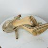 Calvin Klein Shoes 8.5 Gold Shiny Ankle Strap Open Toes Dressy Heels Platform