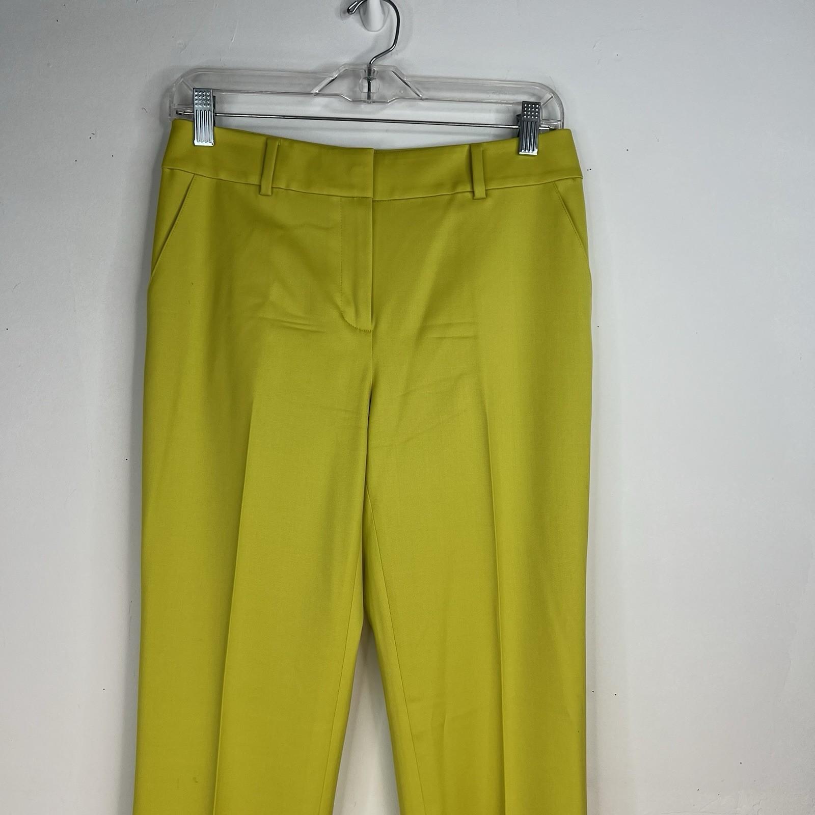 ST John Straight Leg Pants Size 4 Neon Yellow Luxurious Silky like Flat Front
