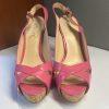 10-1932.jpg Guess Shoes Size 9M Man Made Hot Pink Peep Toes Slingback Ankle Strap Pumps