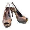Bebe Zahara Lizard Skin Shoes Size 9M Green Peep Toe Sandals heels Slingback