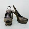 Bebe Zahara Lizard Skin Shoes Size 9M Green Peep Toe Sandals heels Slingback