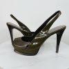 Bebe Zahara Lizard Skin Shoes Size 9M Green Peep Toe Sandals heels Slingback