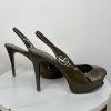 Bebe Zahara Lizard Skin Shoes Size 9M Green Peep Toe Sandals heels Slingback