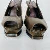 Bebe Zahara Lizard Skin Shoes Size 9M Green Peep Toe Sandals heels Slingback