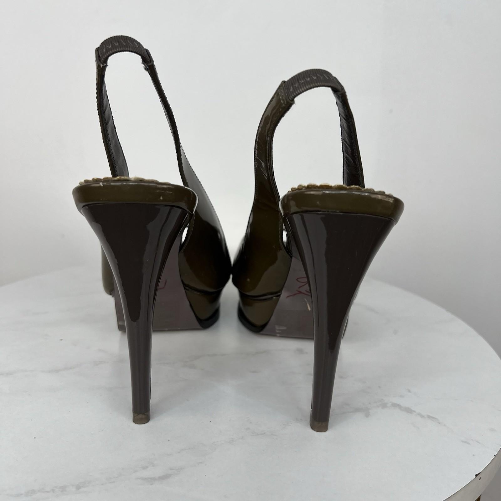 Bebe Zahara Lizard Skin Shoes Size 9M Green Peep Toe Sandals heels Slingback