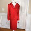 New EMILY 2PC Red Polyester Lined Ruffle Collar Skirt Suit Size 20W MSRP 0