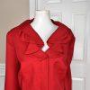 New EMILY 2PC Red Polyester Lined Ruffle Collar Skirt Suit Size 20W MSRP 0