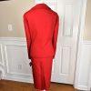 New EMILY 2PC Red Polyester Lined Ruffle Collar Skirt Suit Size 20W MSRP 0