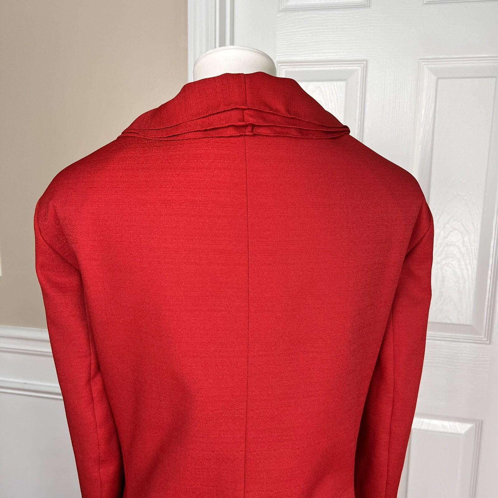 New EMILY 2PC Red Polyester Lined Ruffle Collar Skirt Suit Size 20W MSRP 0