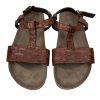 10-1959.jpg Gucci Vtg Leather Flat Sandals Shoes 9 Brown Horsebit T-Strap Buckle Open Toe