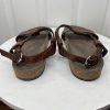 10-1966.jpg Gucci Vtg Leather Flat Sandals Shoes 9 Brown Horsebit T-Strap Buckle Open Toe