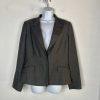 Calvin Klein Polyester Rayon Flared Skirt Suit 12 Gray Stand Up Collar Career