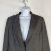 Calvin Klein Polyester Rayon Flared Skirt Suit 12 Gray Stand Up Collar Career