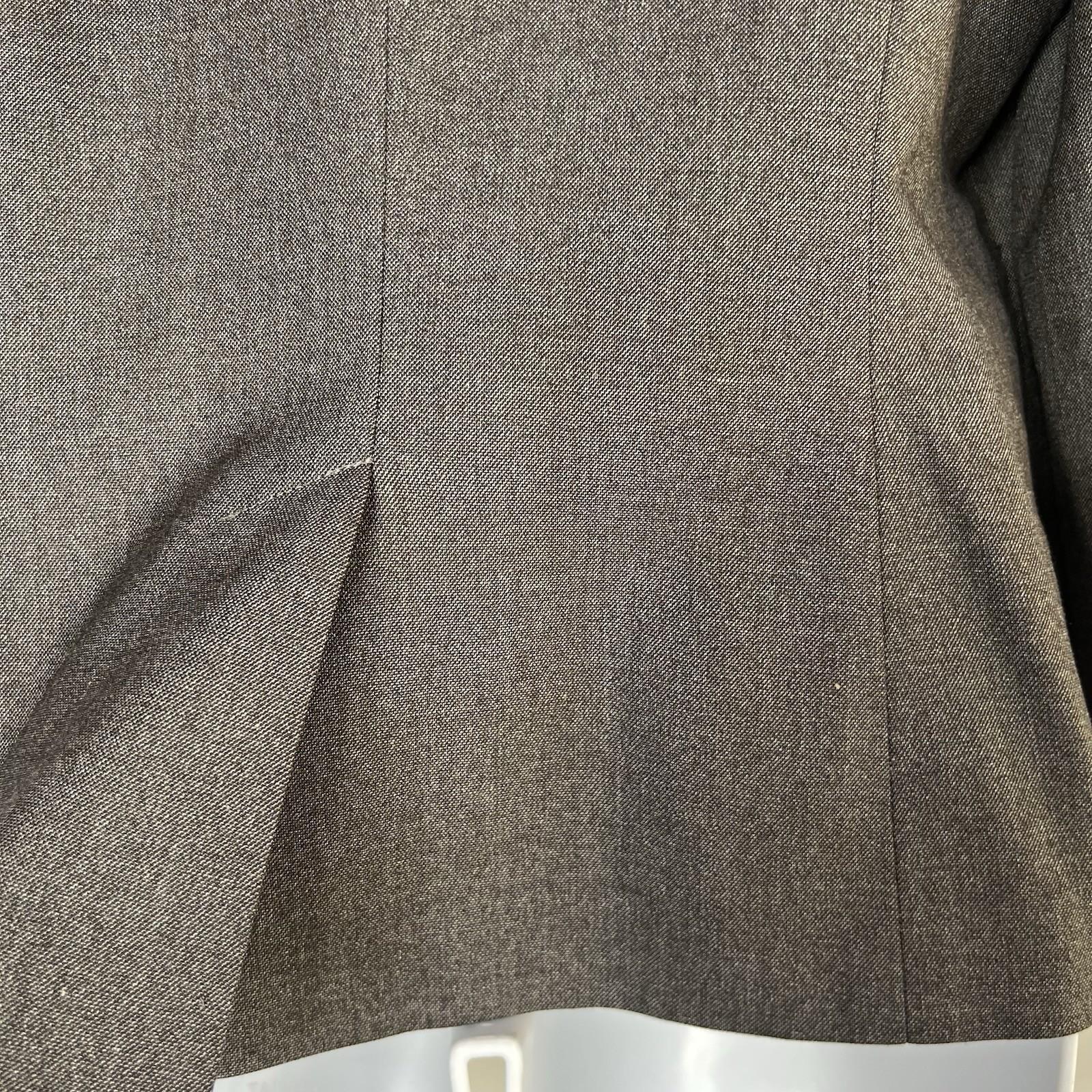 Calvin Klein Polyester Rayon Flared Skirt Suit 12 Gray Stand Up Collar Career