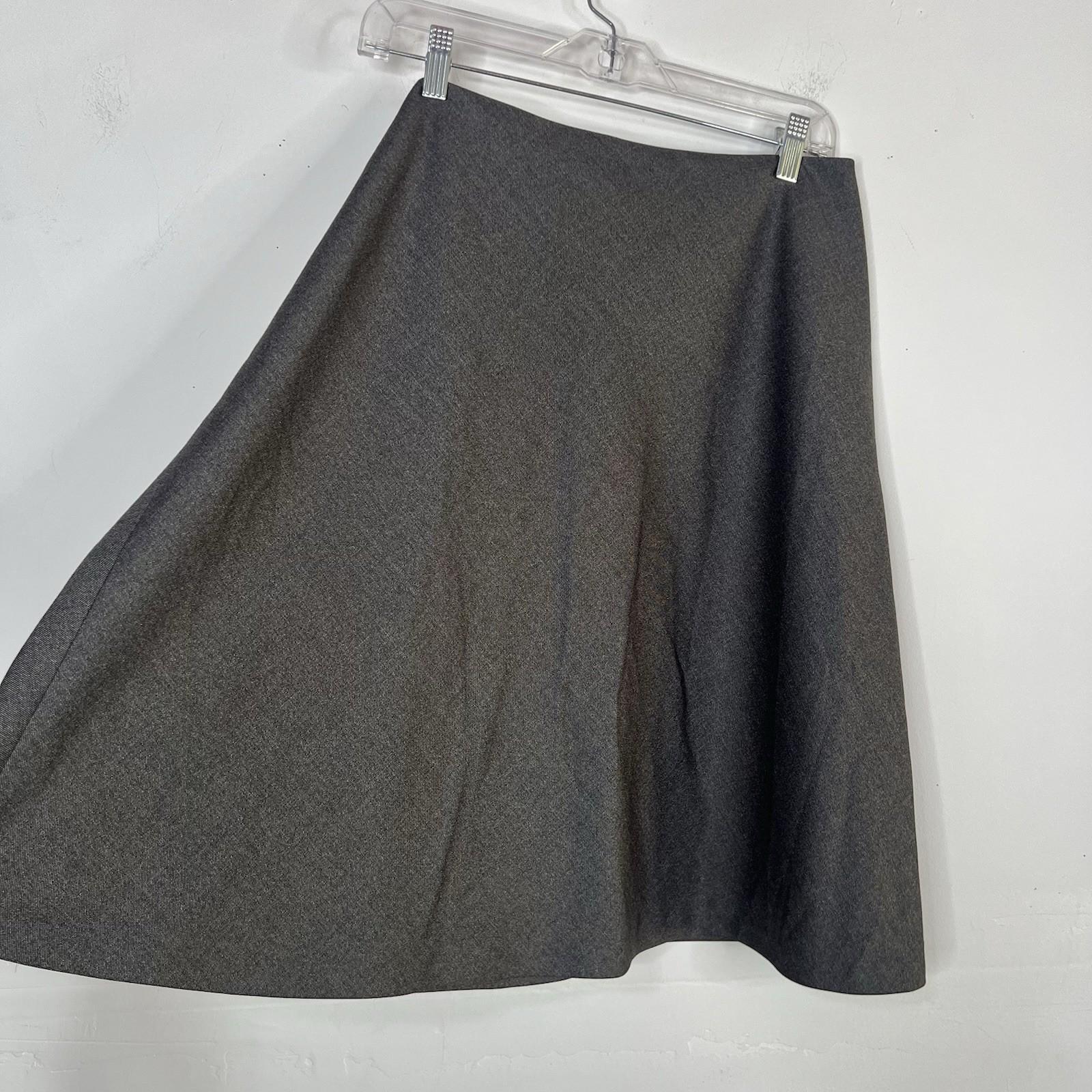 Calvin Klein Polyester Rayon Flared Skirt Suit 12 Gray Stand Up Collar Career