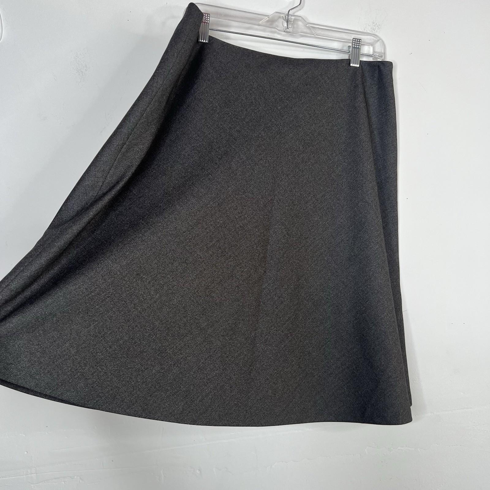 Calvin Klein Polyester Rayon Flared Skirt Suit 12 Gray Stand Up Collar Career