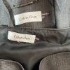 Calvin Klein Polyester Rayon Flared Skirt Suit 12 Gray Stand Up Collar Career