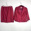 Isabella Polyester Metallic Skirt Suit Size 8 Fuchsia 3/4 Sleeves Cocktail 2PC